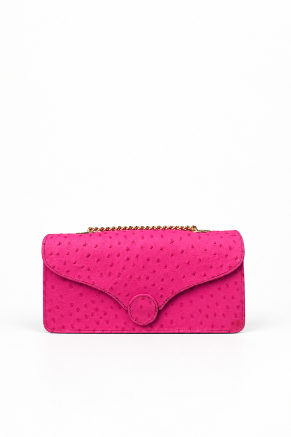 Vela - Pink Ostrich-Embossed Leather